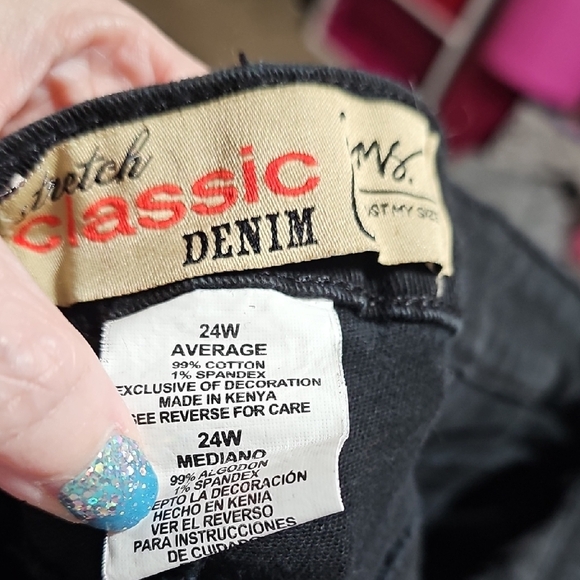 Just My Size Black Straight Leg Jeans. Plus Size 24w - Picture 4 of 4